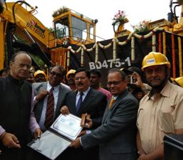 NALCO CMD receives sophisticated dozer machine from Jaitley