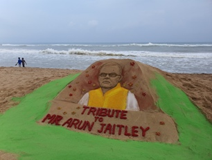 International sand artist Manas’s tribute to Arun Jaitley