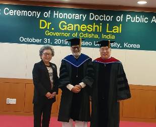 Odisha governor gets doctorate degree from Hanseo University of South Korea