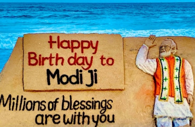 Int’l sand artist Sudarsan Patnaik’s birthday wishes for Modi