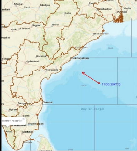 Depression over Westcentral Bay of Bengal, rough sea off Odisha- Andhra Pradesh-Tamil Nadu & Puducherry, heavy rainfall in AP, Telengana & Karnatak