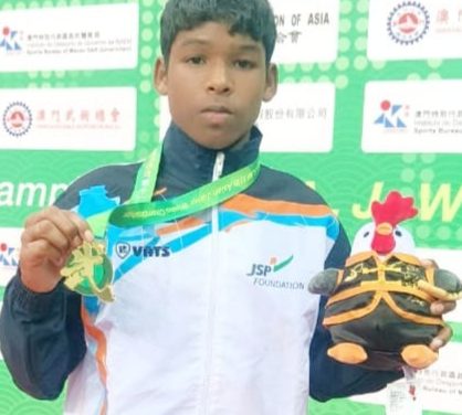 Jindal Sports Hostel’s Ramesh Munda wins Gold in 11th Sub-junior Asian Wushu Championship